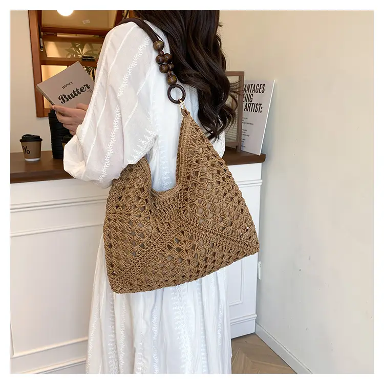 Korean Style Crossbody Bag with Braided Straw Handle — feature 8