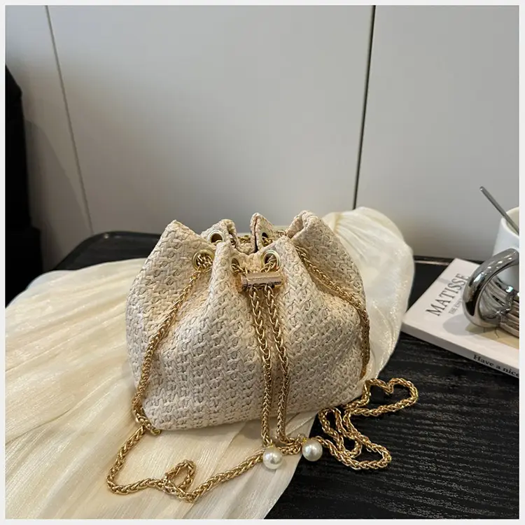 Women Drawstring Straw Chain Bag Gold 2025 — feature 20