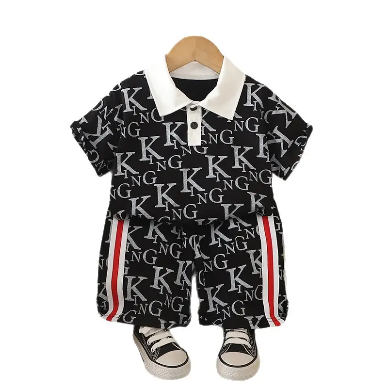 Kids Korean Style Blue Printed T-Shirt Suit for Boys