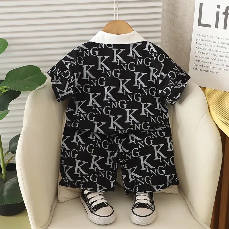 Kids Korean Style Blue Printed T-Shirt Suit for Boys — feature 7