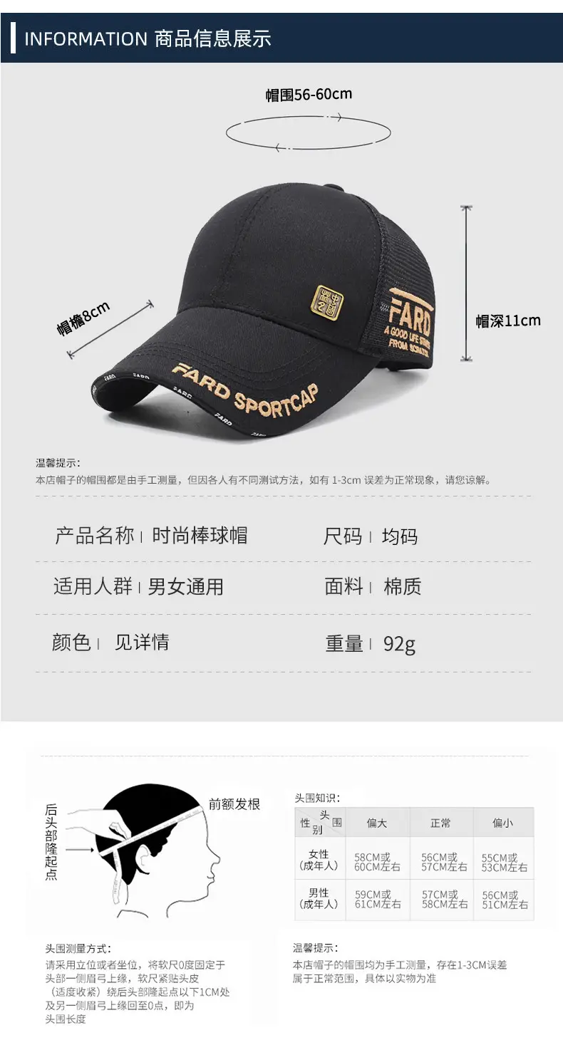 Men Women Copper Label Baseball Cap with Sunshade — feature 6