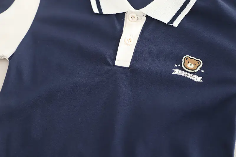 Kids Bear Head Printed T-Shirt Navy White Shorts Set — feature 10