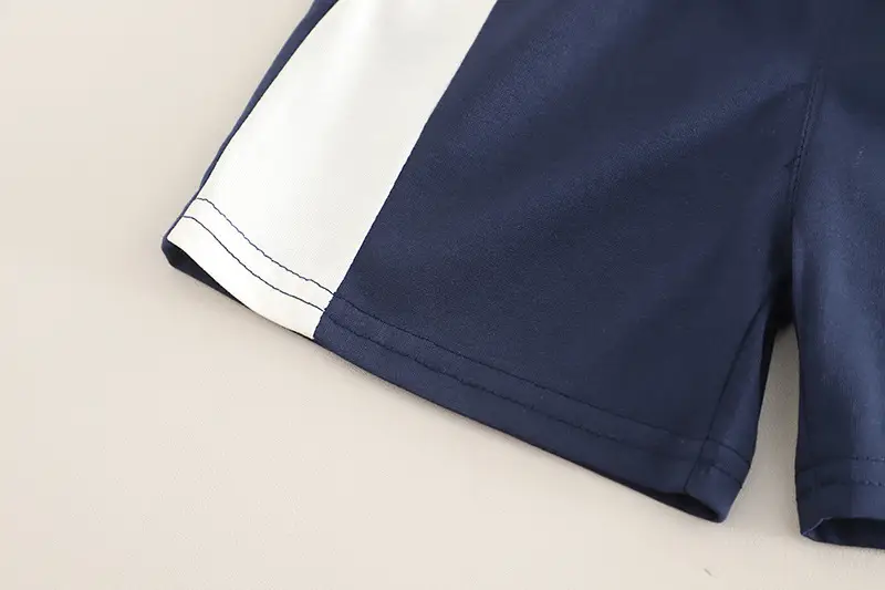 Kids Bear Head Printed T-Shirt Navy White Shorts Set — feature 15