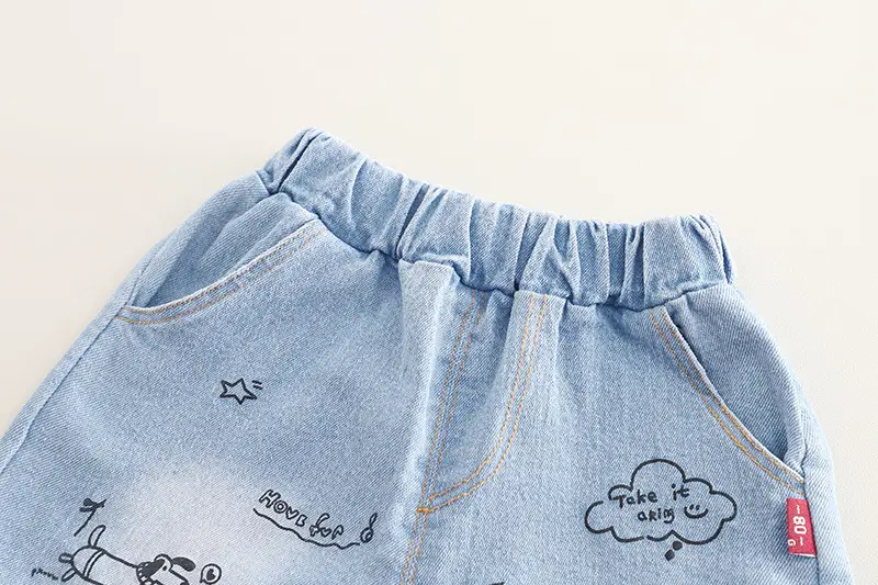 Kids Reversal Print T-Shirt Shorts Set Brown Denim — feature 13