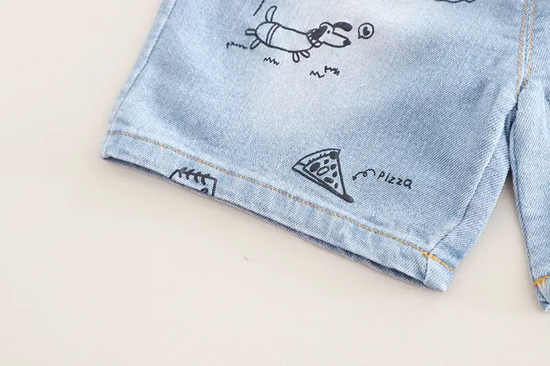 Kids Reversal Print T-Shirt Shorts Set Brown Denim — feature 15