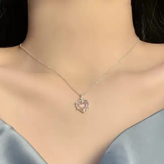 Silver Lotus Butterfly Necklace for Women - Image 2
