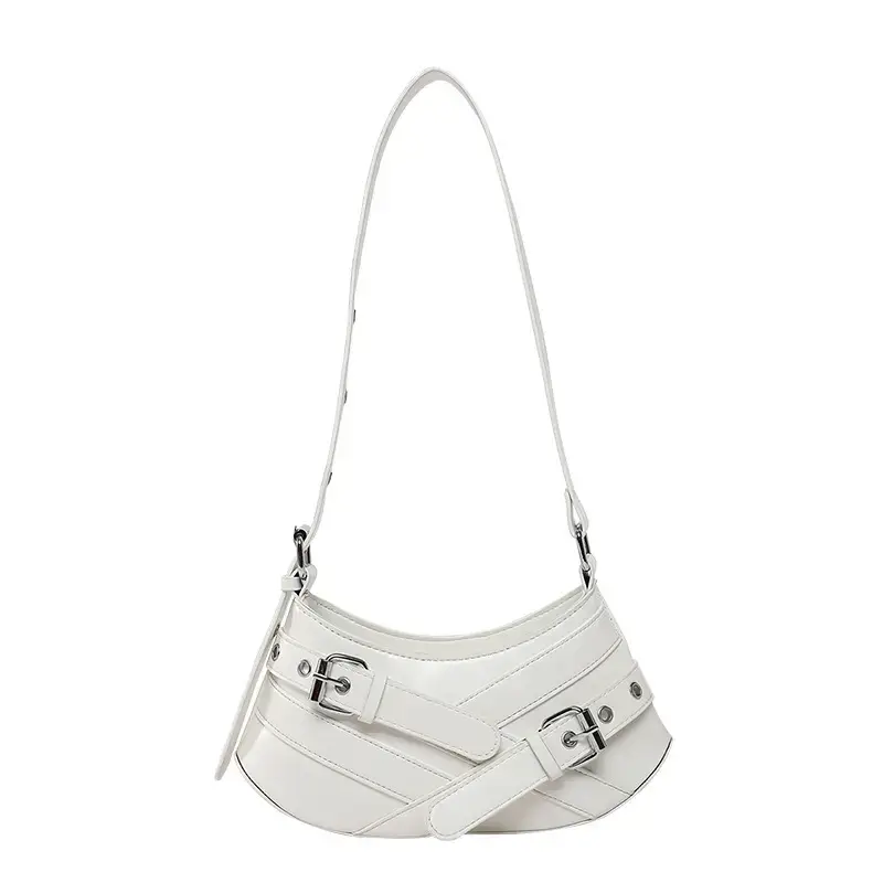 Women's White Shoulder Bag with White Crossbody Strap - Image 4