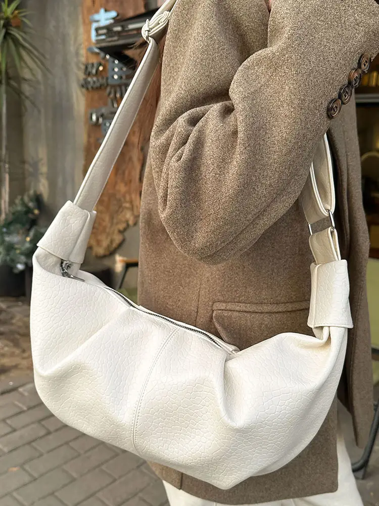 2025 Korean Style White Pleated Shoulder Bag - Image 5