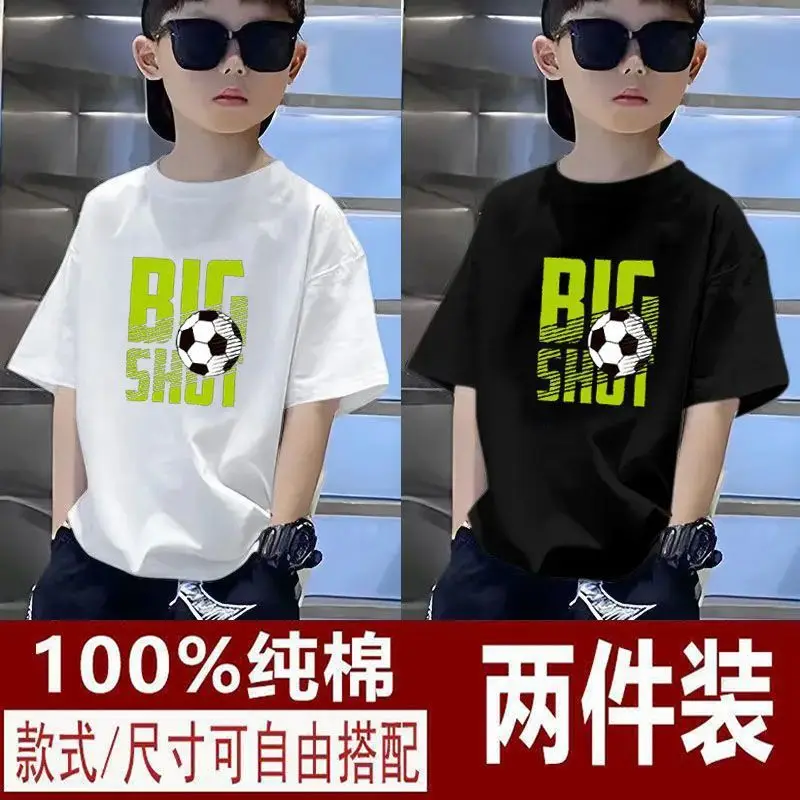 Kids T-Shirts Big Shot Print Pure Cotton 2025 Summer - Image 4