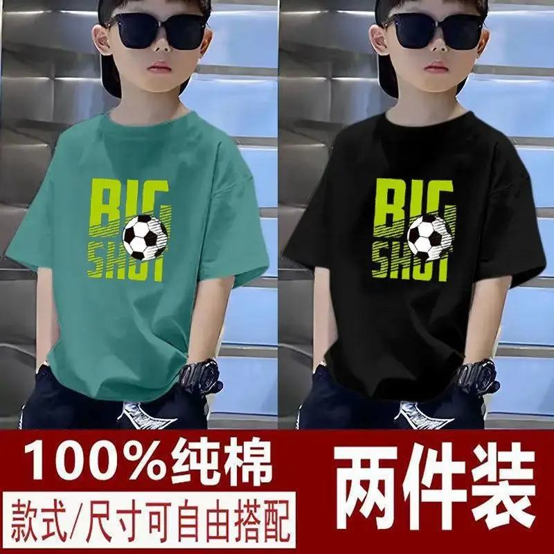 Kids T-Shirts Big Shot Print Pure Cotton 2025 Summer - Image 11
