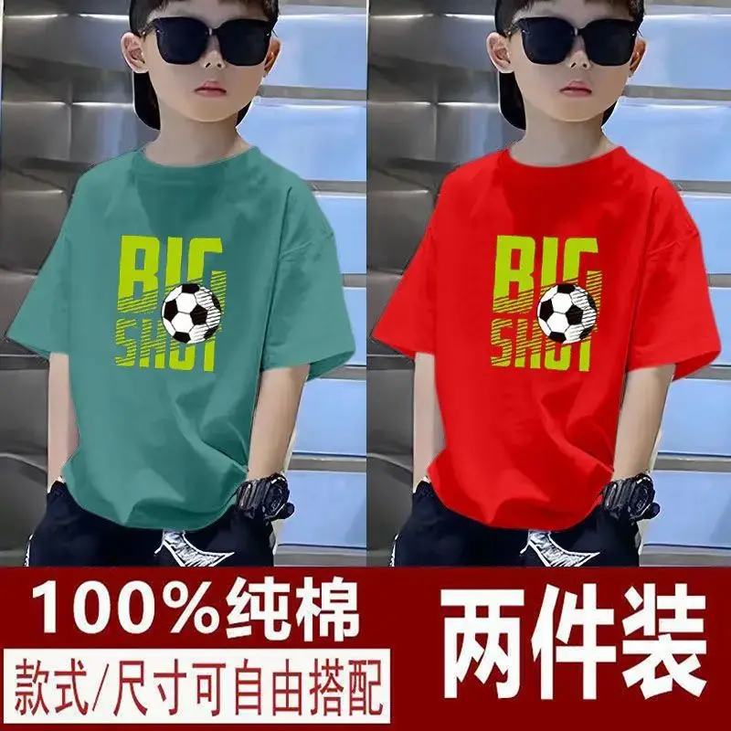 Kids T-Shirts Big Shot Print Pure Cotton 2025 Summer - Image 8
