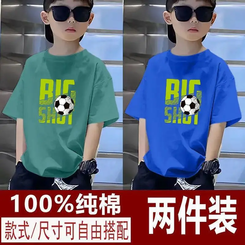 Kids T-Shirts Big Shot Print Pure Cotton 2025 Summer - Image 9