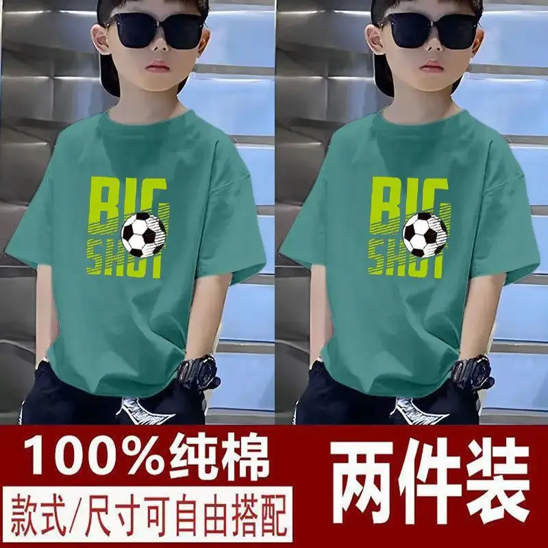 Kids T-Shirts Big Shot Print Pure Cotton 2025 Summer - Image 13