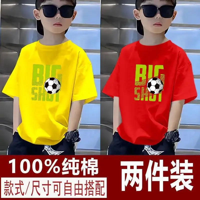 Kids T-Shirts Big Shot Print Pure Cotton 2025 Summer - Image 14