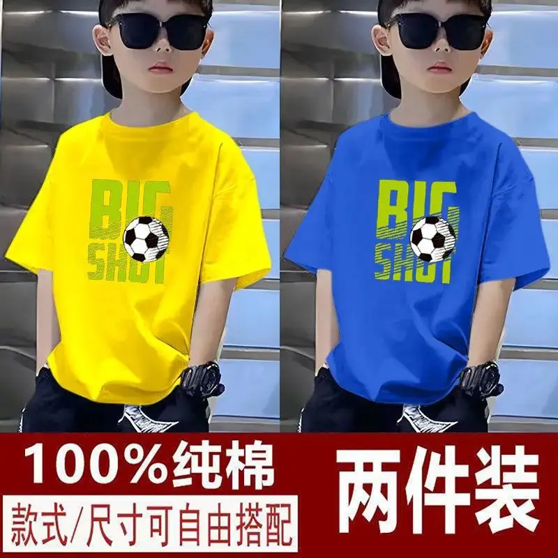 Kids T-Shirts Big Shot Print Pure Cotton 2025 Summer - Image 15