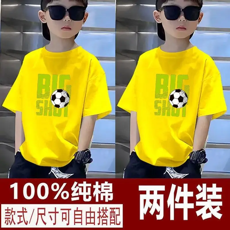 Kids T-Shirts Big Shot Print Pure Cotton 2025 Summer - Image 18