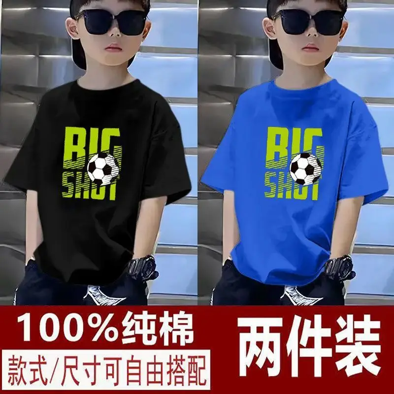 Kids T-Shirts Big Shot Print Pure Cotton 2025 Summer - Image 20