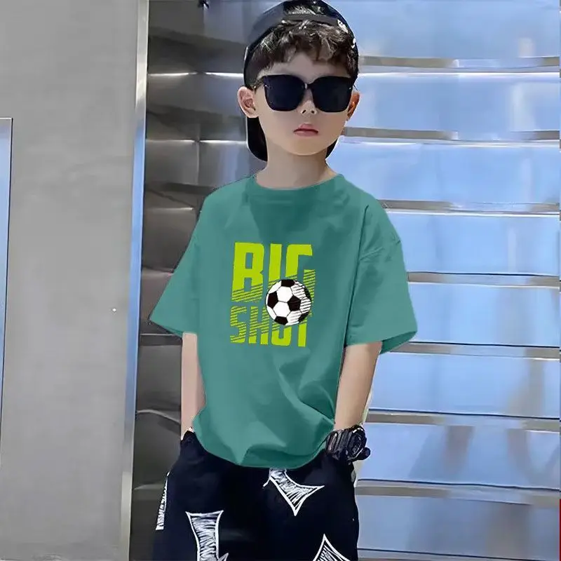 Kids T-Shirts Big Shot Print Pure Cotton 2025 Summer - Image 30