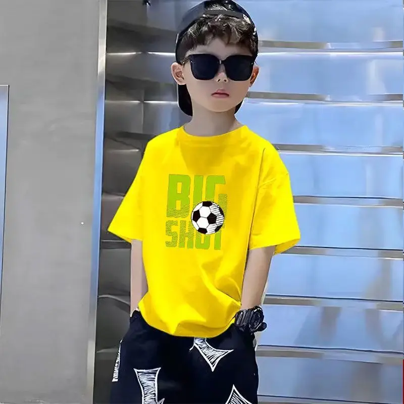 Kids T-Shirts Big Shot Print Pure Cotton 2025 Summer - Image 31