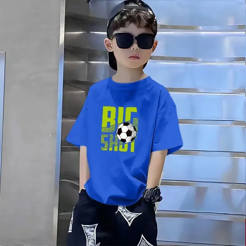 Kids T-Shirts Big Shot Print Pure Cotton 2025 Summer - Image 34