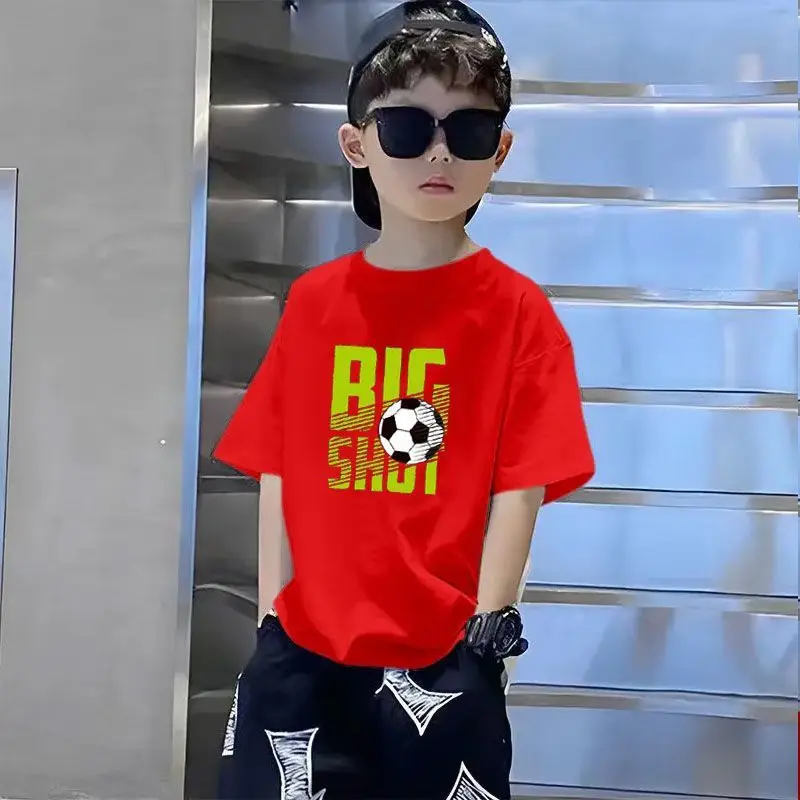 Kids T-Shirts Big Shot Print Pure Cotton 2025 Summer - Image 35