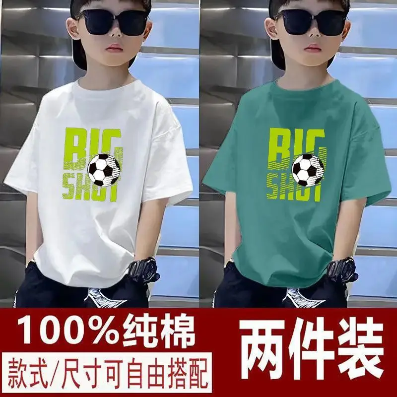 Kids T-Shirts Big Shot Print Pure Cotton 2025 Summer - Image 6