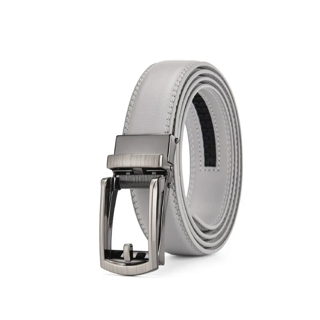 Men Fake Pin Buckle Belt Automatic Two-Layer Cowhide Black - Image 8
