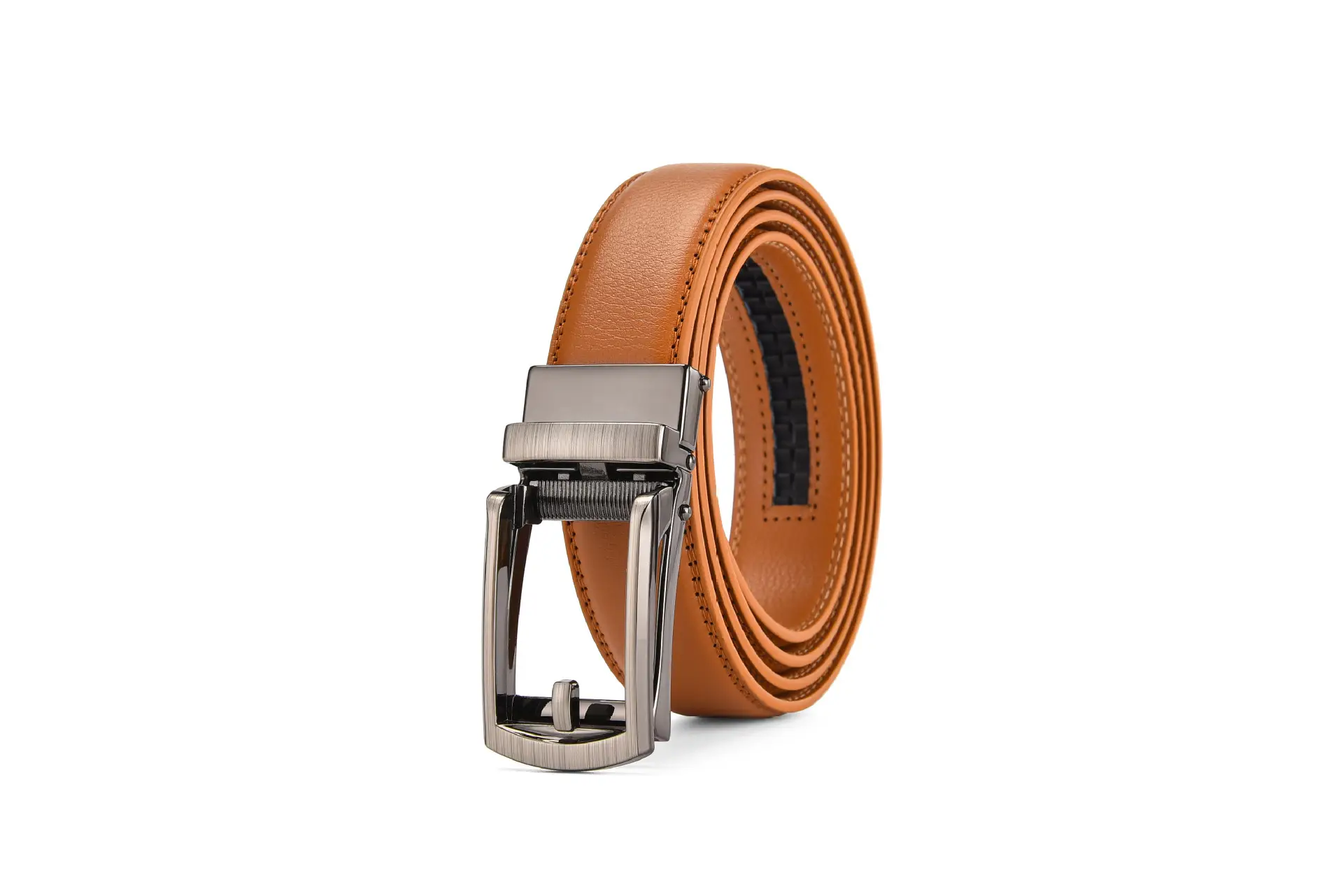 Men Fake Pin Buckle Belt Automatic Two-Layer Cowhide Black - Image 4