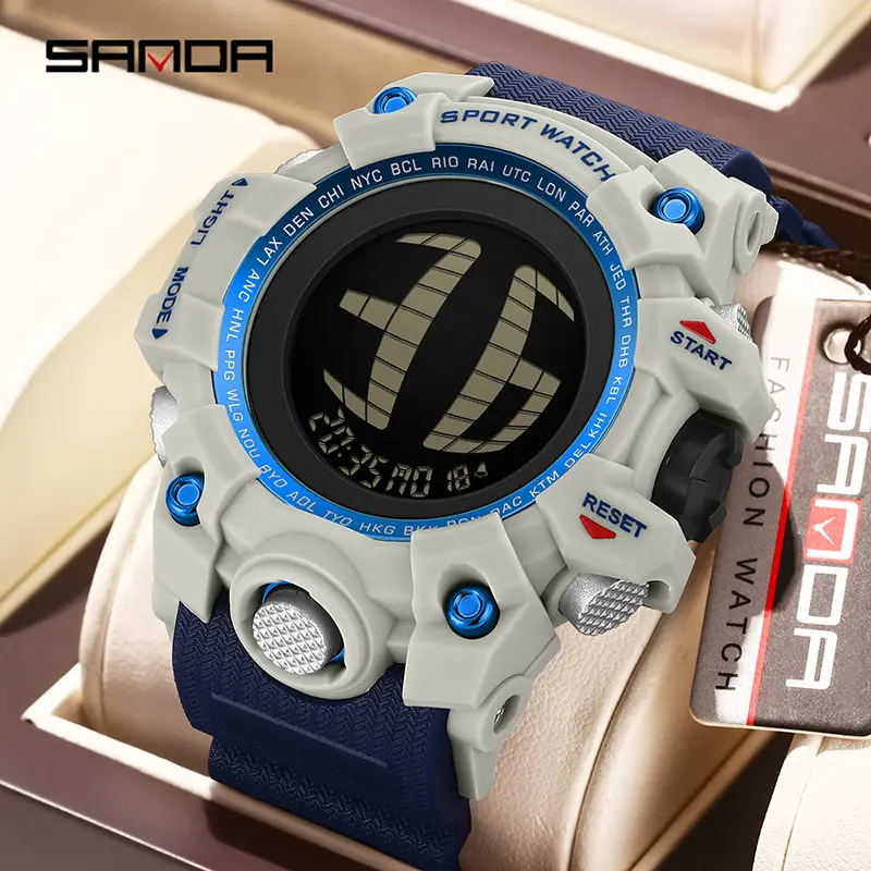 Sanda Sports Watch Digital Green Luminous Multi-Function - Image 11