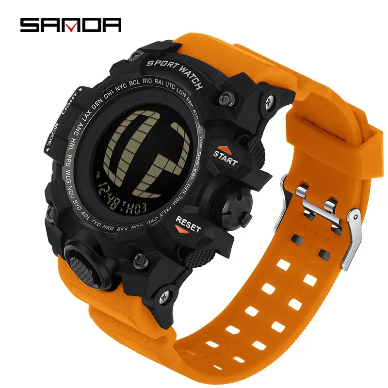 Sanda Sports Watch Digital Green Luminous Multi-Function - Image 3