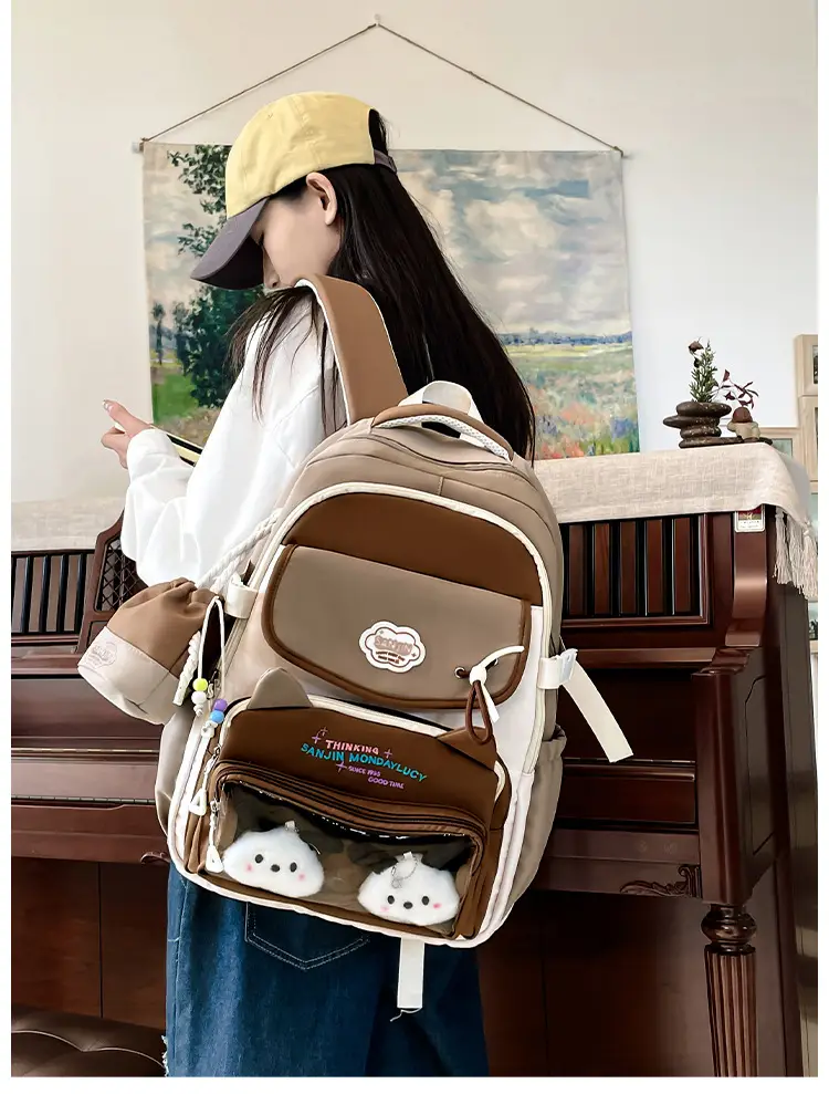 Cute Cat Design Crossbody Backpack Set for Girls — feature 16
