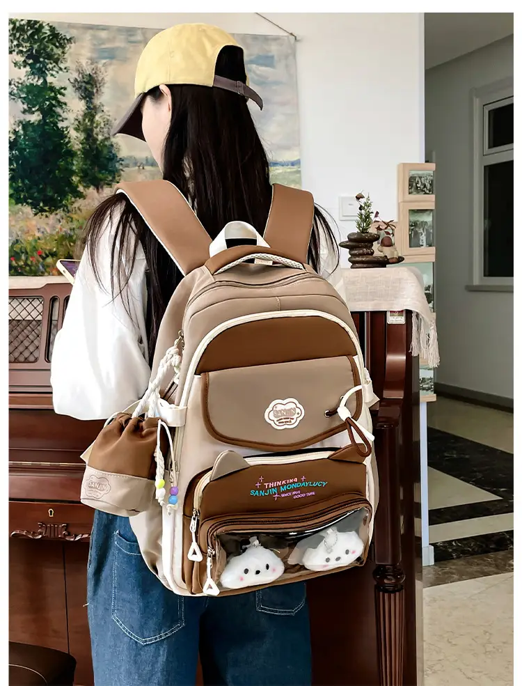 Cute Cat Design Crossbody Backpack Set for Girls — feature 17
