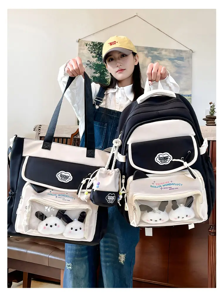 Cute Cat Design Crossbody Backpack Set for Girls — feature 18