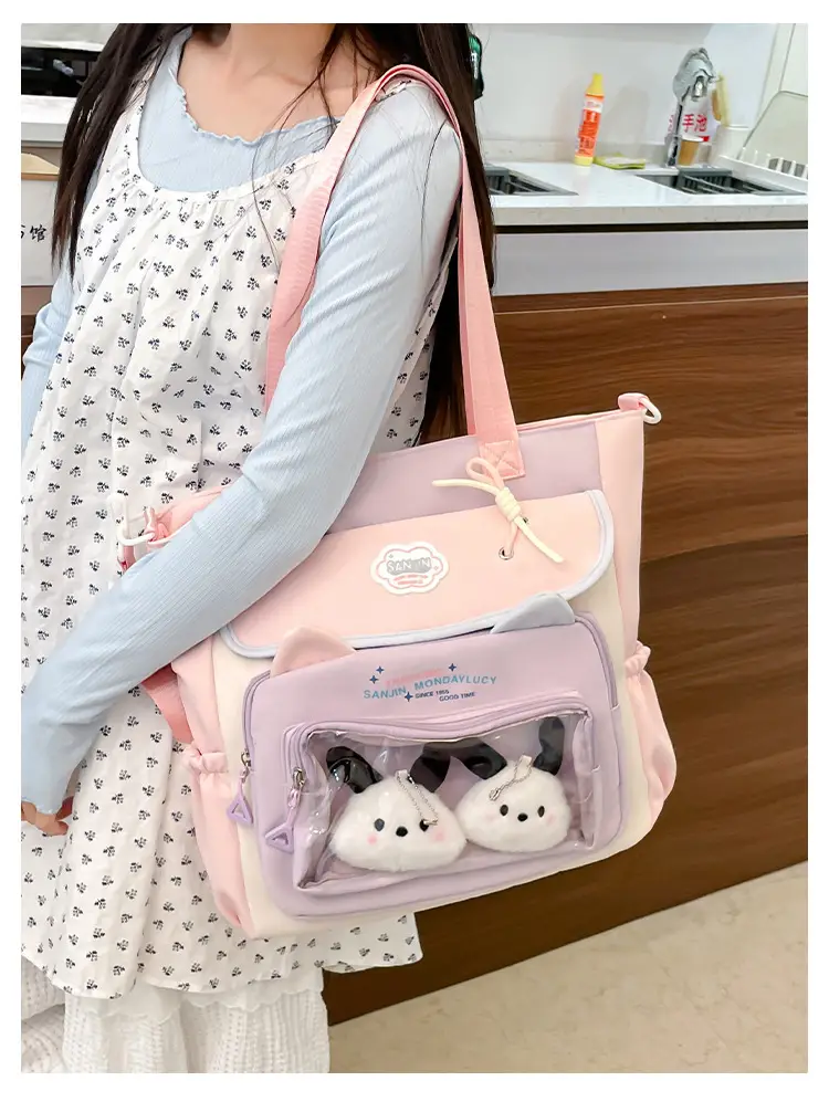 Cute Cat Design Crossbody Backpack Set for Girls — feature 24