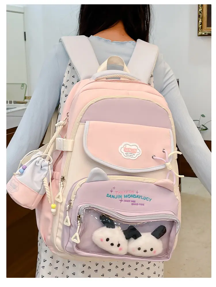 Cute Cat Design Crossbody Backpack Set for Girls — feature 27