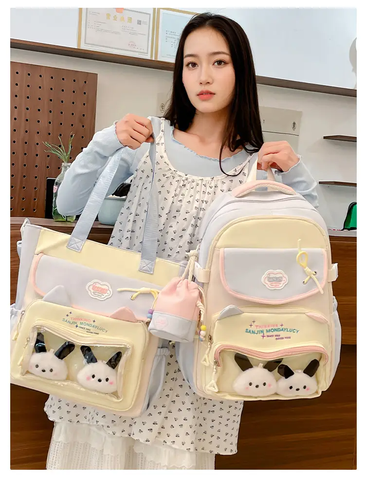 Cute Cat Design Crossbody Backpack Set for Girls — feature 28