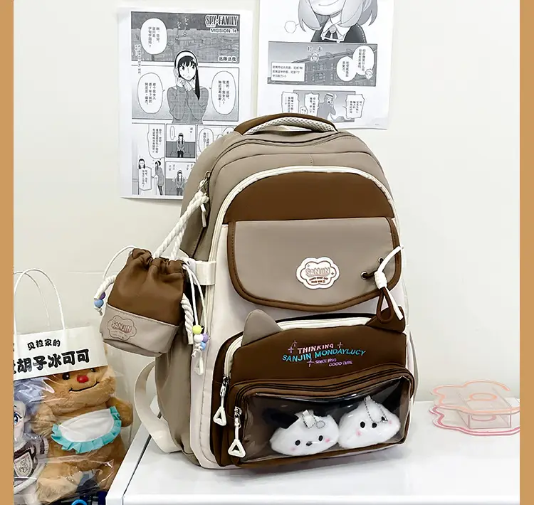 Cute Cat Design Crossbody Backpack Set for Girls — feature 37