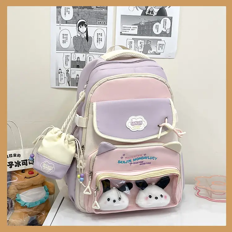 Cute Cat Design Crossbody Backpack Set for Girls — feature 39
