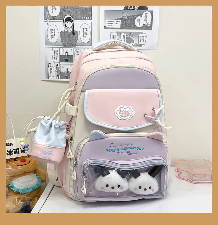 Cute Cat Design Crossbody Backpack Set for Girls — feature 41