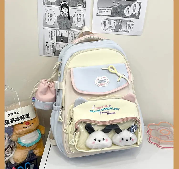 Cute Cat Design Crossbody Backpack Set for Girls — feature 43