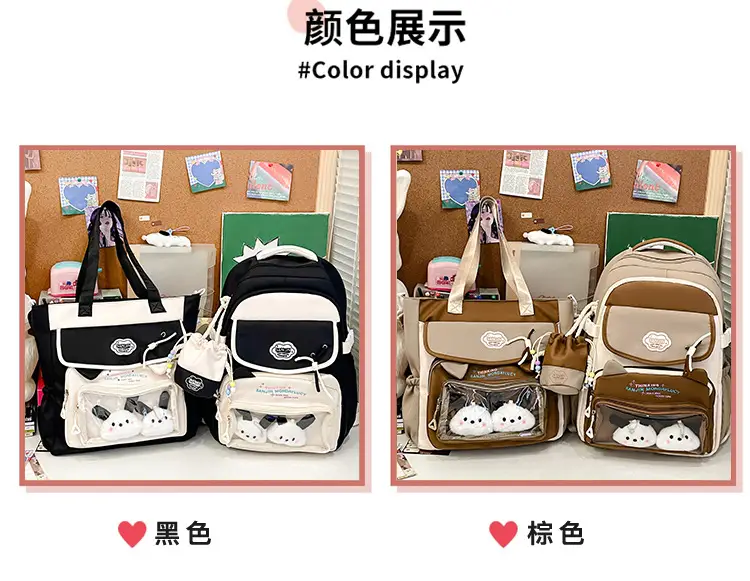 Cute Cat Design Crossbody Backpack Set for Girls — feature 5