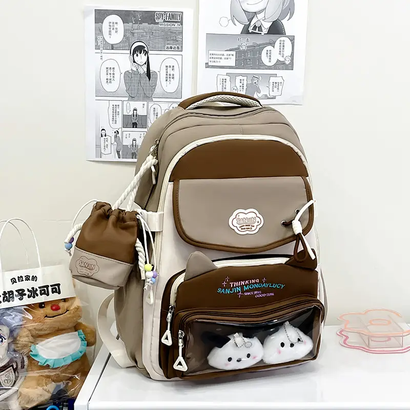 Cute Cat Design Crossbody Backpack Set for Girls - Image 6