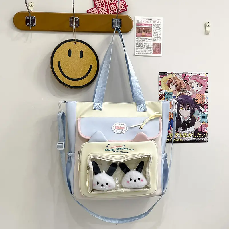 Cute Cat Design Crossbody Backpack Set for Girls - Image 9