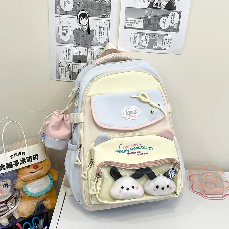 Cute Cat Design Crossbody Backpack Set for Girls - Image 10