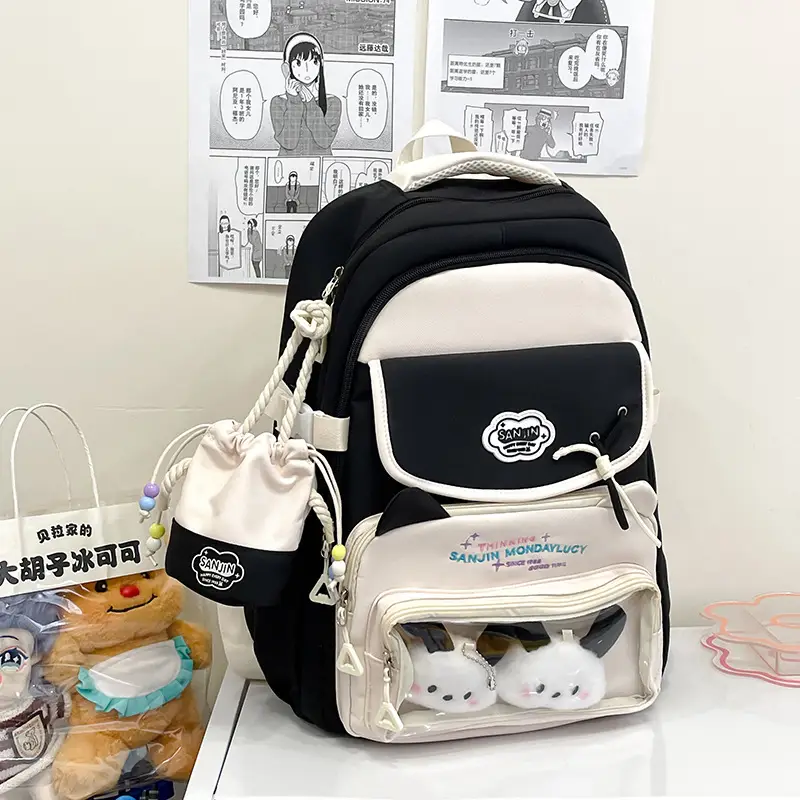 Cute Cat Design Crossbody Backpack Set for Girls - Image 2