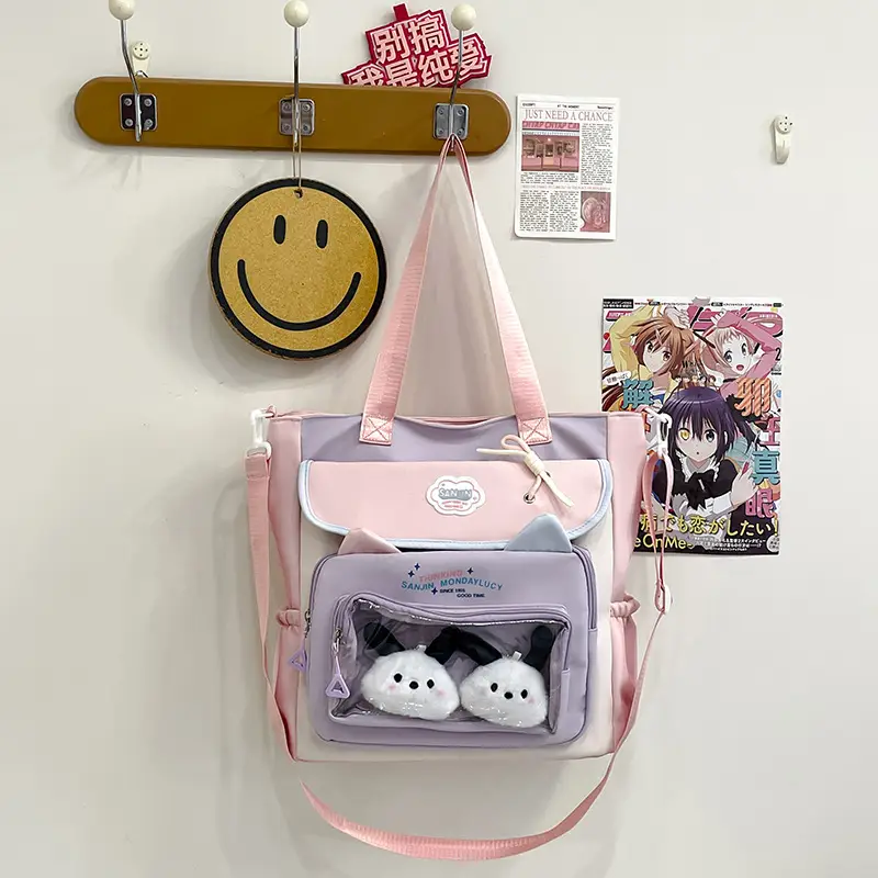 Cute Cat Design Crossbody Backpack Set for Girls - Image 3