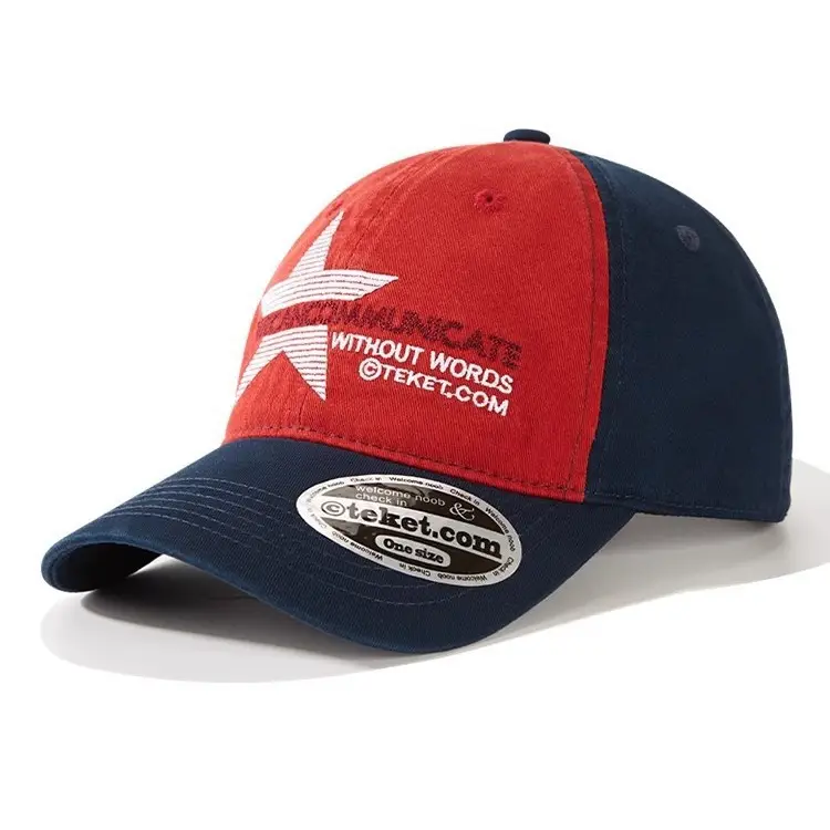 American Retro Letter Embroidery Baseball Cap Light Blue Navy - Image 6