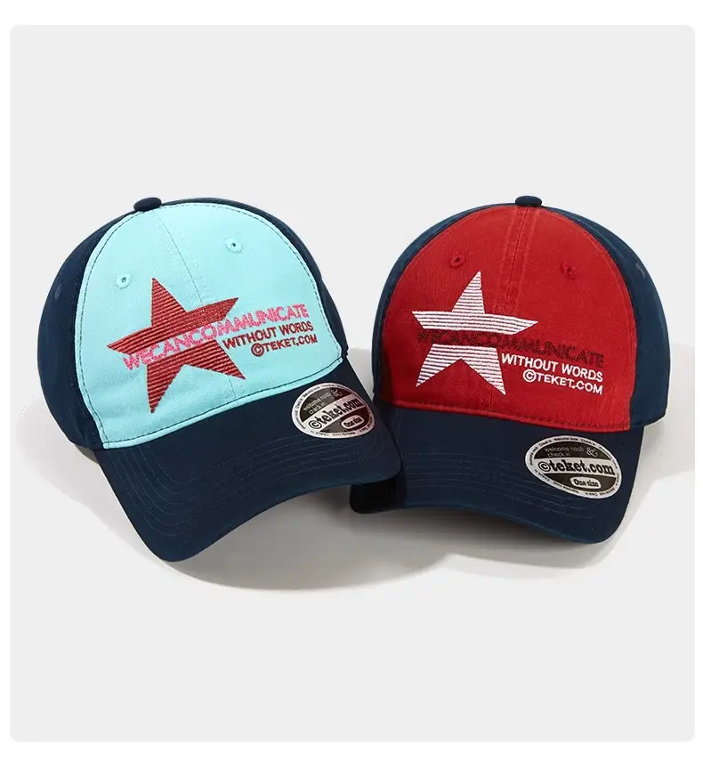 American Retro Letter Embroidery Baseball Cap Light Blue Navy — feature 10
