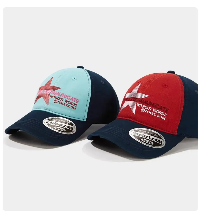 American Retro Letter Embroidery Baseball Cap Light Blue Navy — feature 11