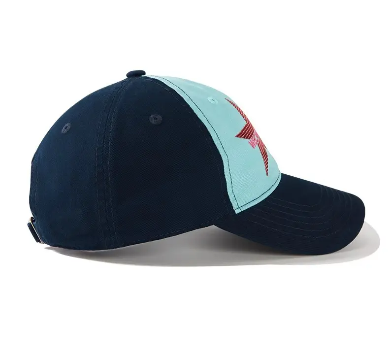 American Retro Letter Embroidery Baseball Cap Light Blue Navy — feature 20